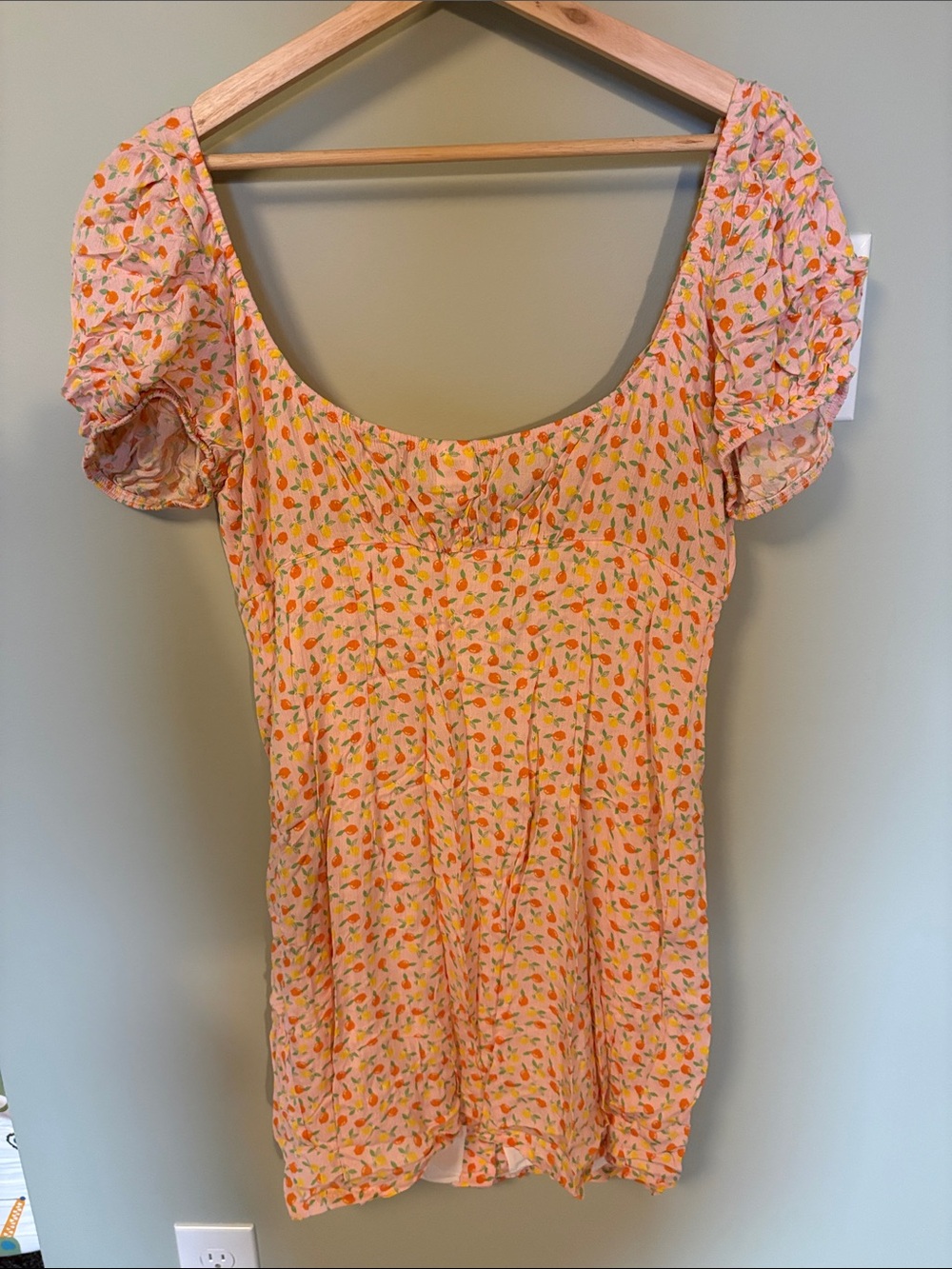 Tie-Front Puff Sleeve Floral Tunic Top - Pink/Orange - Picture 3 of 4